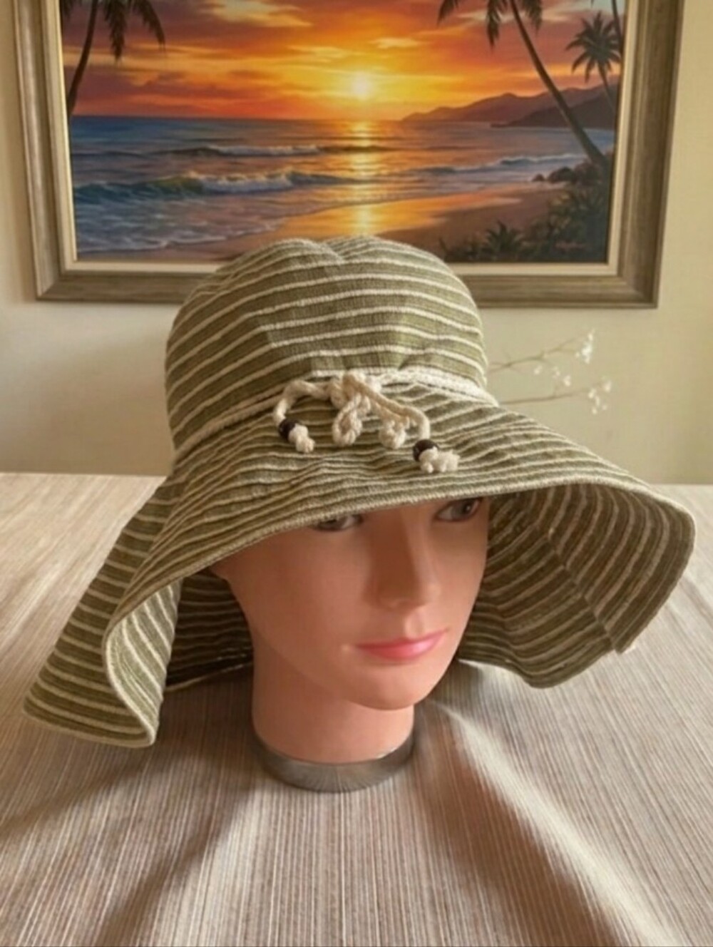 Wide Brim Sun Hat Rope Beach Resort Fishing or Vacation